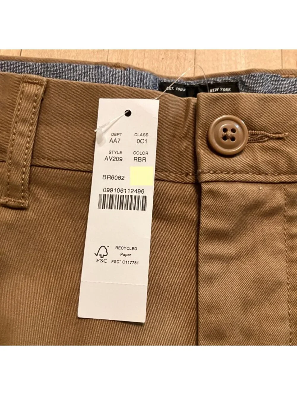 J.Crew Mens AV209 Athletic Chino Khaki Pants Size 34/32 Beige AN NWT
